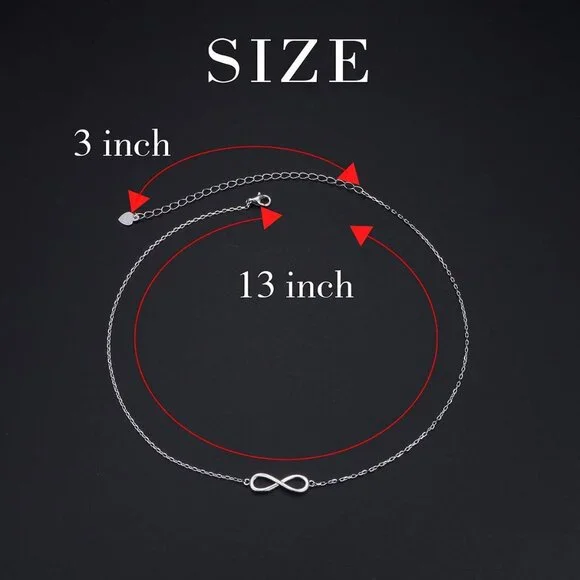 925 Silver Infinity Choker Necklace for Women, Adjustable, Elegant